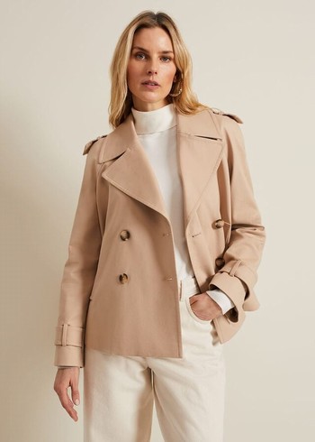 Phase Eight Lola Camel Cropped Trench Jackets Brown Australia | HL8301762